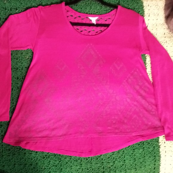 Aeropostale Magenta Purple Boho Lace Sweater Small Diamond Print - Picture 6 of 7